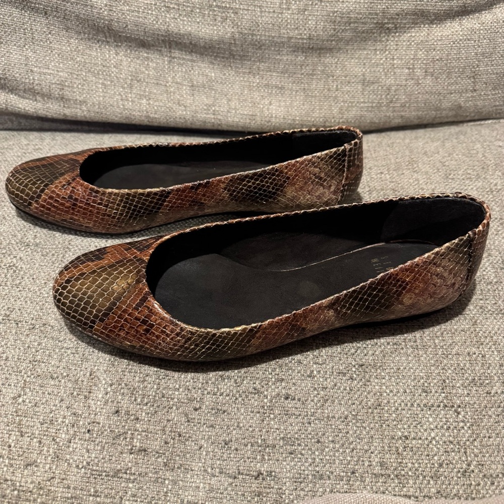Stuart Weitzman Python Embossed Leather Ballet Fl… - image 2